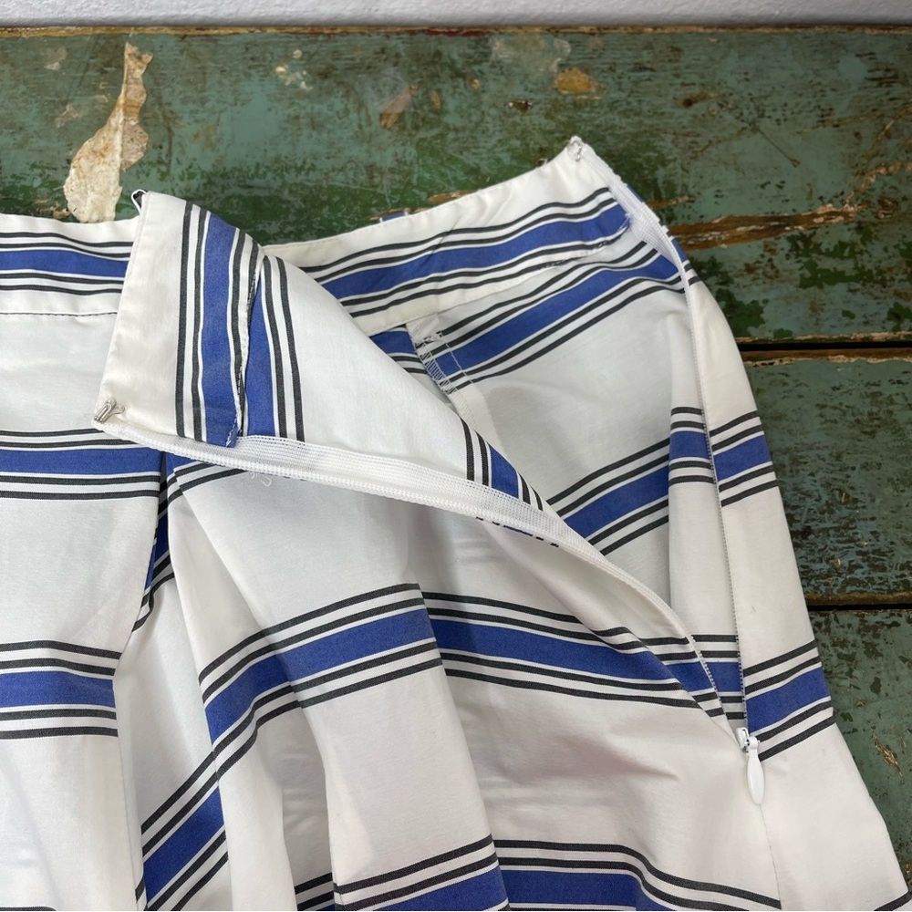Rebecca Minkoff Misty Skirt in Santorini Blue Striped Asymmetrical Cotton Size 6 - Picture 14 of 16